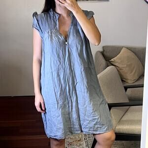 Rosemarine Mini Dress 100% Linen size 1X XL blue sleeveless fit&frlare